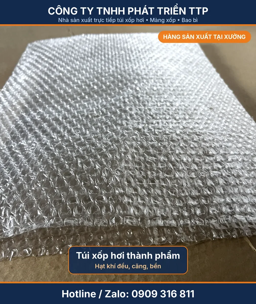 Túi xốp hơi thành phẩm hạt khí đều, căng, bền